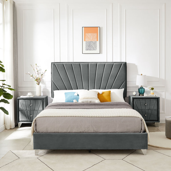Mercer41 Sturdy Upholstered Platform Bed Wayfair